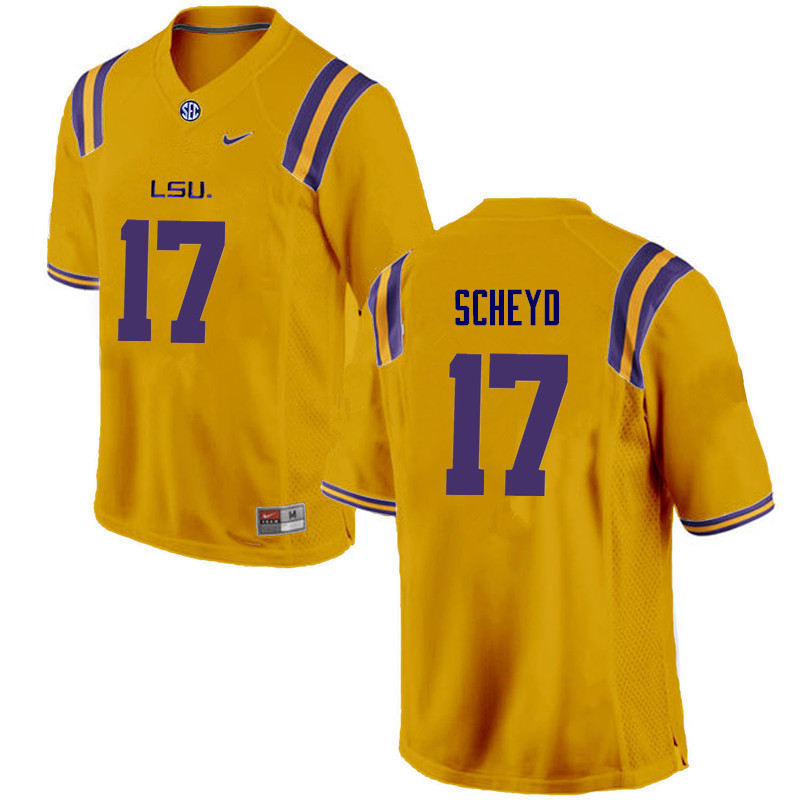 Men LSU Tigers #17 Tiger Scheyd College Football Jerseys Game-Gold